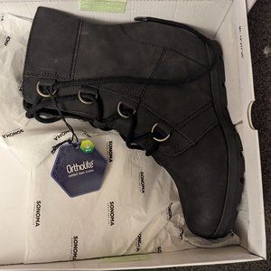 Never worn - Black Women's Wedge Ankle Boots Faux Suede